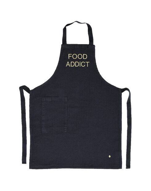 Tablier de cuisine enfant en Lin & Coton Marcel Food caviar - 65x50 cm