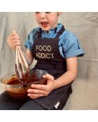 Tablier de cuisine enfant en Lin & Coton Marcel Food caviar - 65x50 cm