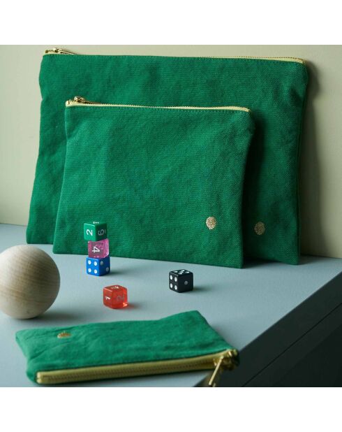 Pochette en Coton Bio Iona L gazon - 19x28x1 cm