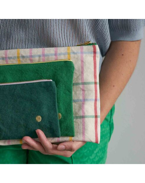 Pochette en Coton Bio Iona L gazon - 19x28x1 cm
