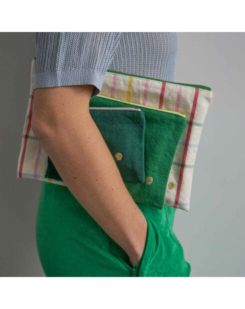 Pochette en Coton Bio Iona L gazon - 19x28x1 cm