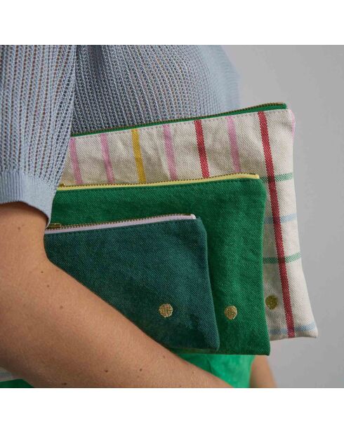 Pochette en Coton Bio Iona L gazon - 19x28x1 cm