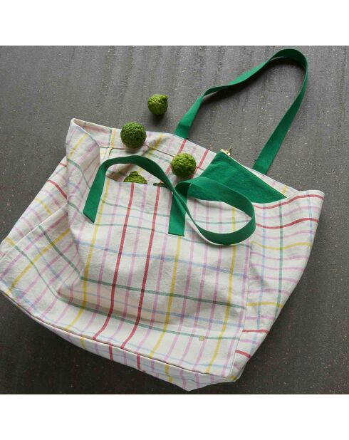 Sac cabas en Coton Bio Fair Play multicolore - 38x46x18 cm