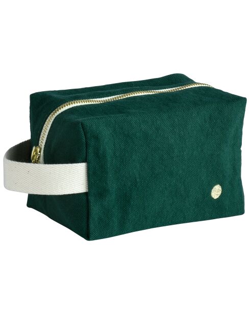 Trousse cube en Coton Bio Iona vert foncé - 15.5x10x10 cm