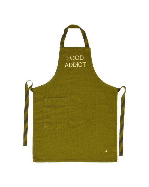 Tablier de cuisine enfant en Lin & Coton Marcel Food lichen - 65x50 cm
