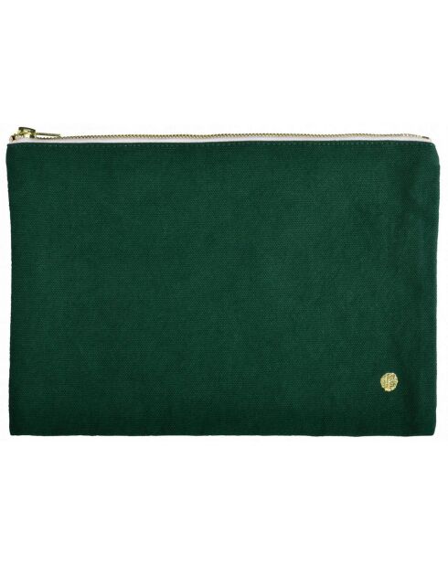 Pochette en Coton Bio Iona L vert foncé - 19x28x1 cm