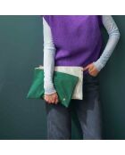 Pochette en Coton Bio Iona L vert foncé - 19x28x1 cm