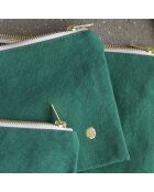 Pochette en Coton Bio Iona L vert foncé - 19x28x1 cm