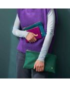Pochette en Coton Bio Iona L vert foncé - 19x28x1 cm