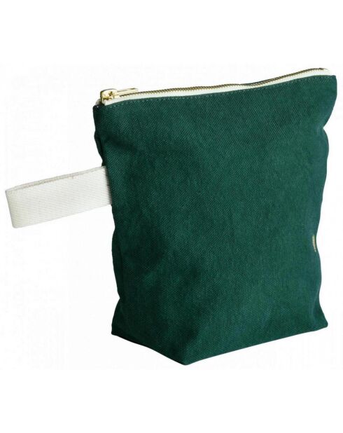 Trousse de toilette en Coton Bio Iona vert foncé - 22x18x7.5 cm