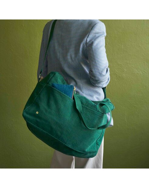 Sac voyage en Coton Bio Iona vert foncé - 30x42x20 cm