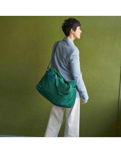 Sac voyage en Coton Bio Iona vert foncé - 30x42x20 cm