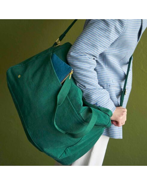 Sac voyage en Coton Bio Iona vert foncé - 30x42x20 cm