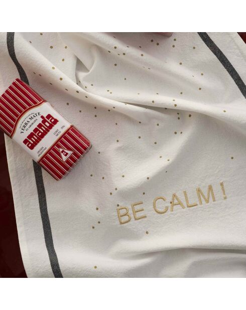 Torchon Be calm Or blanc - 80x50 cm