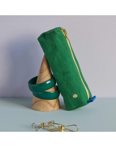 Trousse de bureau en Coton Bio Iona gazon - 6x20x6 cm