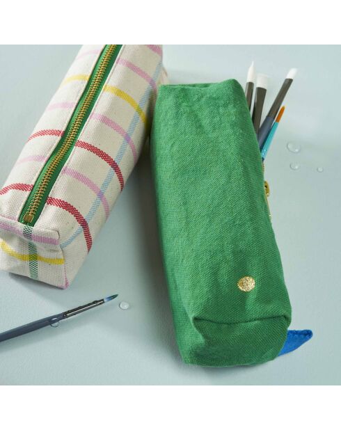 Trousse de bureau en Coton Bio Iona gazon - 6x20x6 cm
