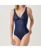 Maillot de bain 1 pièce triangle moulé Iris brillant marine