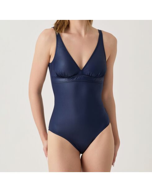 Maillot de bain 1 pièce triangle moulé Iris brillant marine