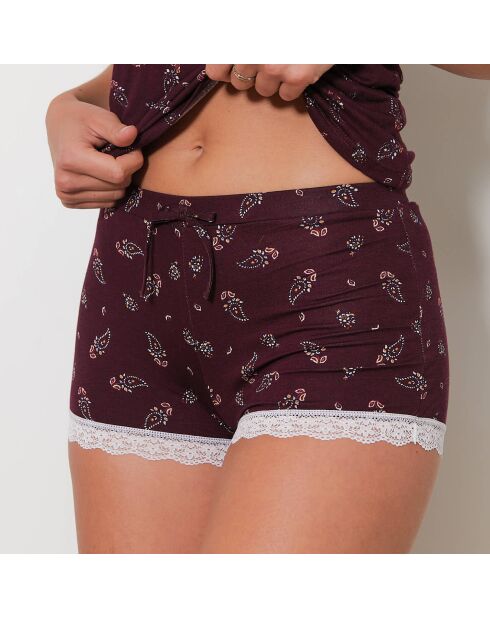 Ensemble Caraco & Shorty Napo rouge bordeaux