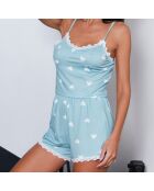 Ensemble Caraco & Shorty Cara bleu