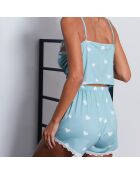 Ensemble Caraco & Shorty Cara bleu