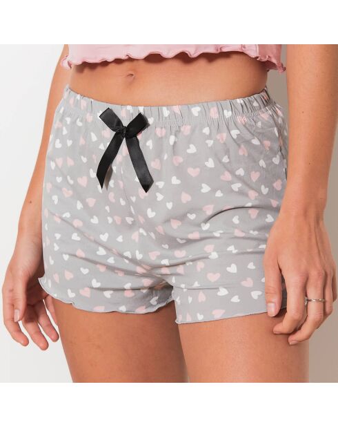 Ensemble Caraco & Shorty Bang rose/gris