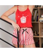 Ensemble Caraco & Shorty Bang rouge/blanc