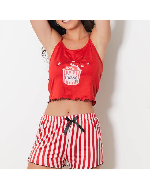 Ensemble Caraco & Shorty Bang rouge/blanc