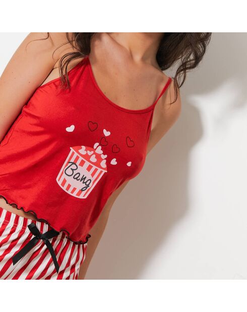 Ensemble Caraco & Shorty Bang rouge/blanc