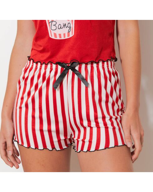 Ensemble Caraco & Shorty Bang rouge/blanc