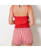 Ensemble Caraco & Shorty Bang rouge/blanc