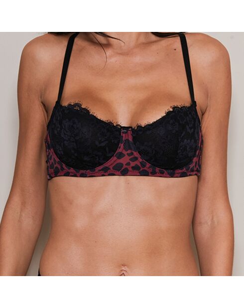 Soutien-gorge paddé Castille noir/rouge bordeaux