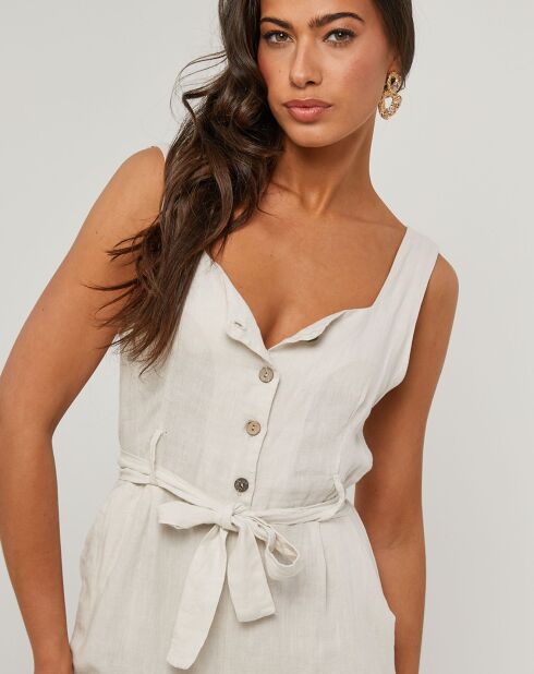 Carla beige jumpsuit van 100% linnen