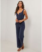 Salopette 100% Lin Carla bleu marine