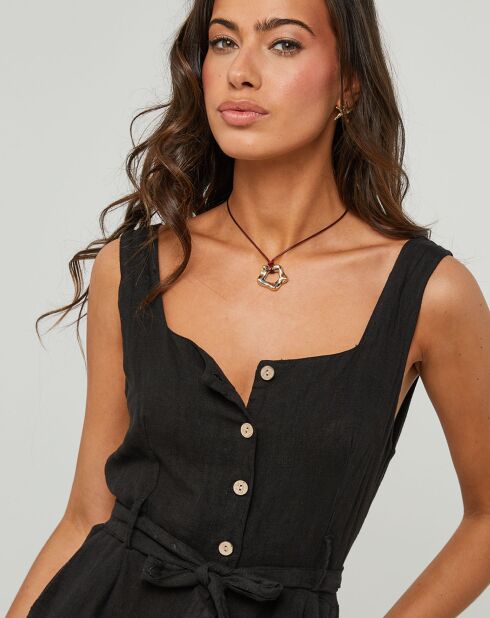 Carla zwarte jumpsuit van 100% linnen