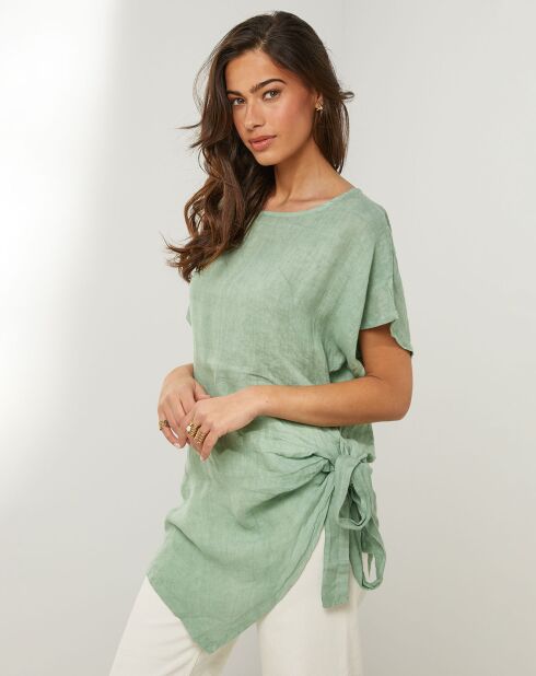 Julie grüne Tunika aus 100% Leinen