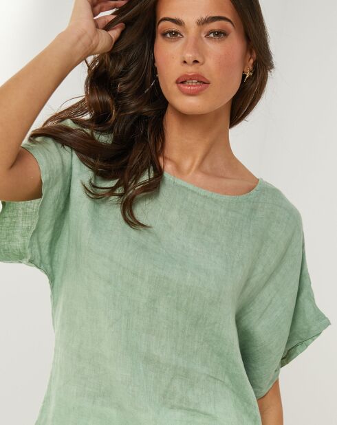 Julie grüne Tunika aus 100% Leinen