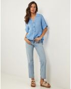 Chemise 100% Lin Zoé bleu azur