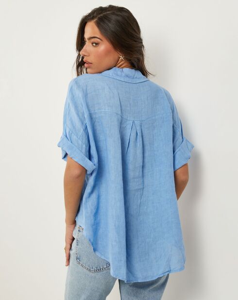 Chemise 100% Lin Zoé bleu azur