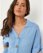 Chemise 100% Lin Zoé bleu azur