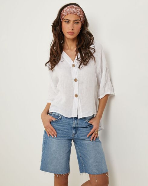Zoé wit overhemd van 100% linnen