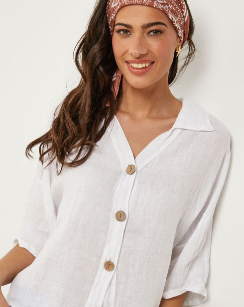 Zoé wit overhemd van 100% linnen