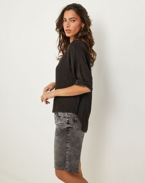 Zoé zwart overhemd van 100% linnen