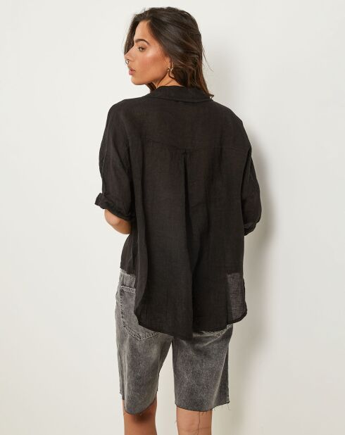 Zoé zwart overhemd van 100% linnen
