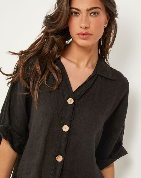 Zoé zwart overhemd van 100% linnen