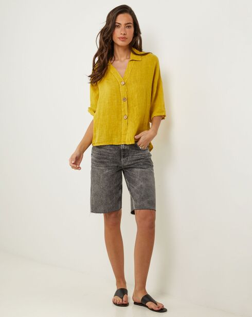 Chemise 100% Lin Zoé jaune