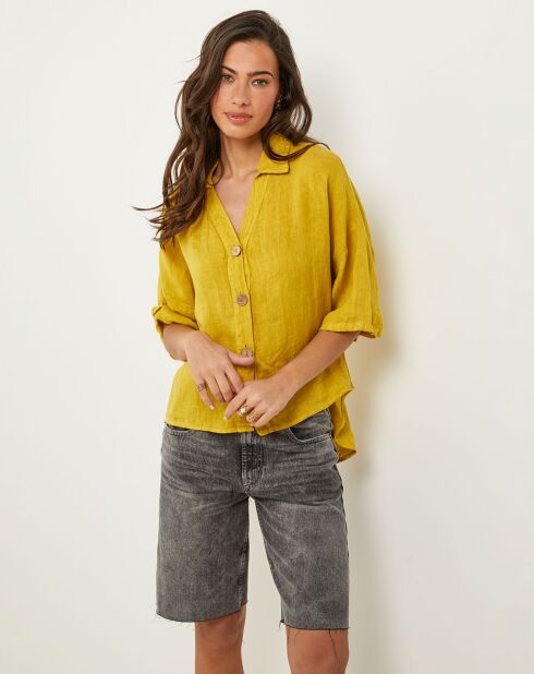 Chemise 100% Lin Zoé jaune