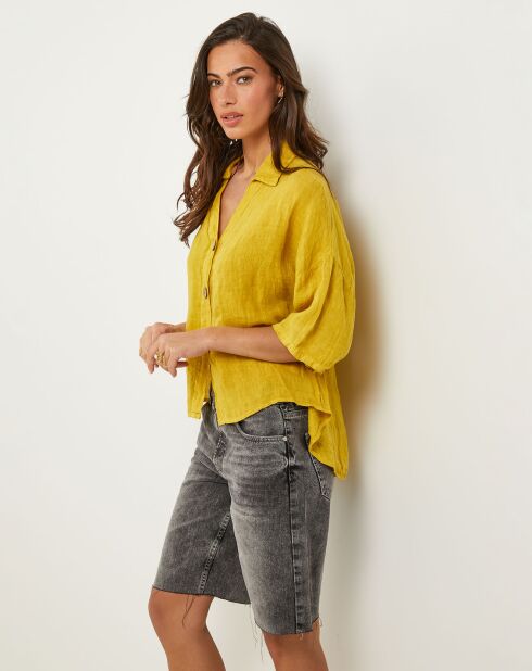 Chemise 100% Lin Zoé jaune