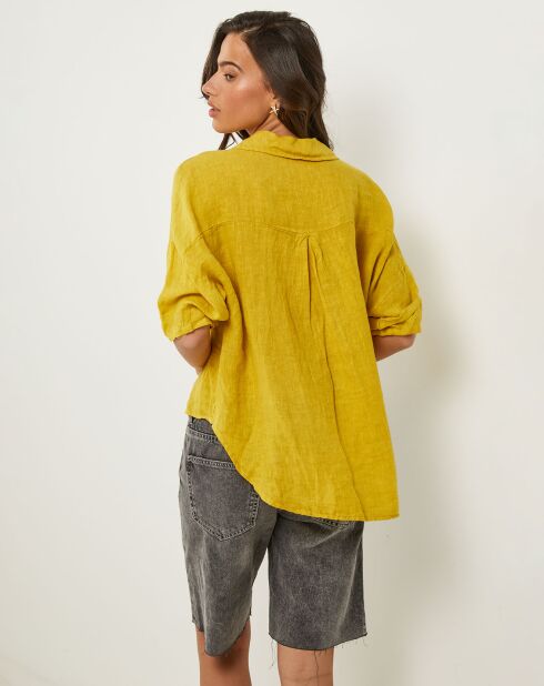 Chemise 100% Lin Zoé jaune