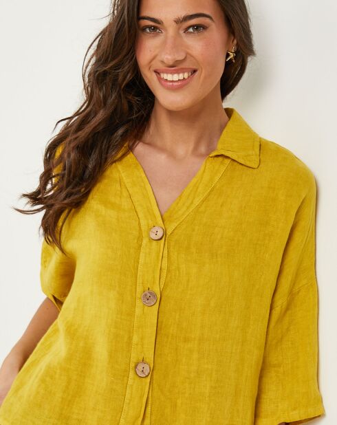 Chemise 100% Lin Zoé jaune